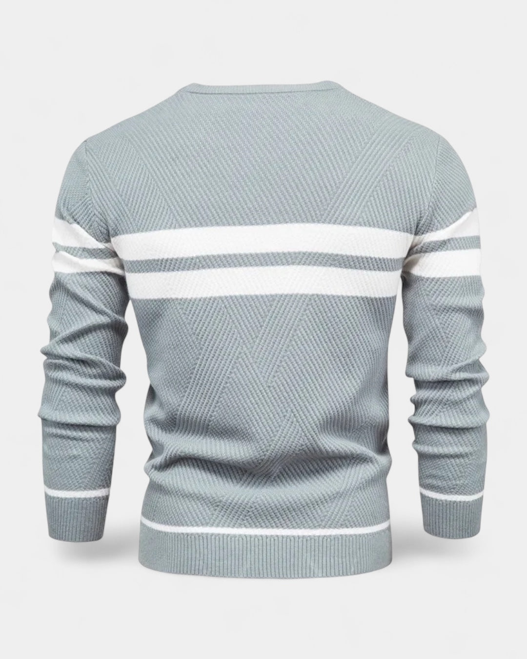 Pull homme en coton rayé à col rond, coupe slim, pour l’automne