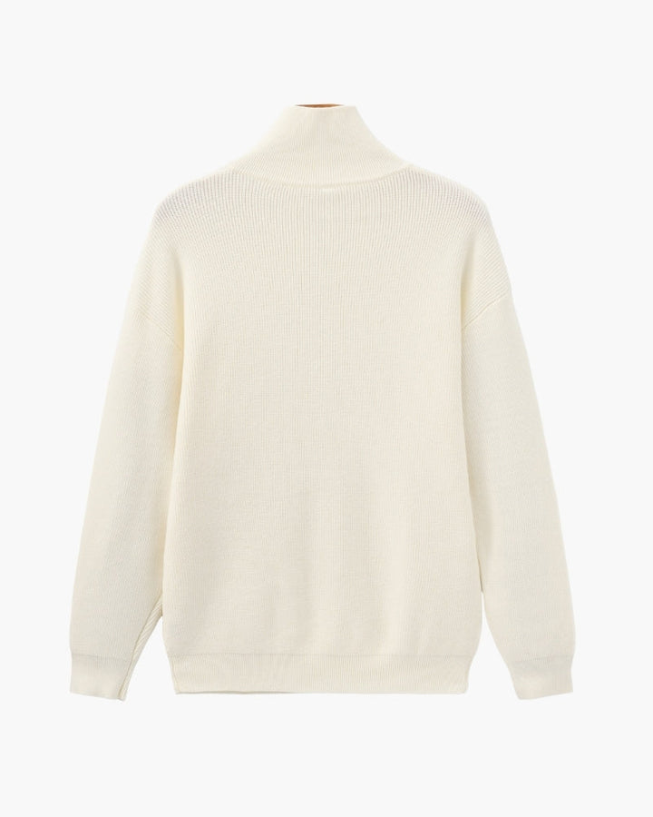 Pull en laine pour homme à col zippé, côtelé, style smart casual, automne