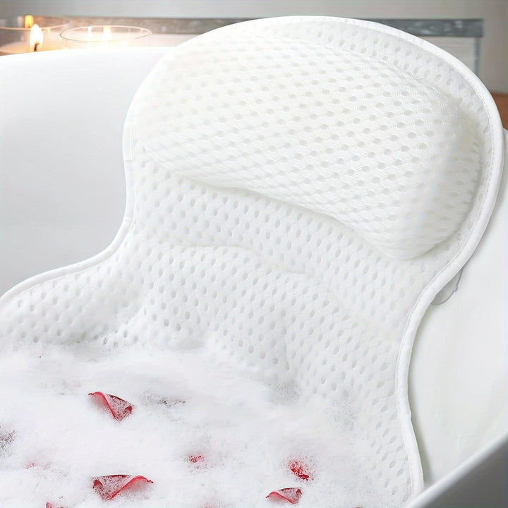 Coussin de bain LuxieSpa 4D Luxe - Coussin respirant avec support pour le cou et le dos pour un bain relaxant