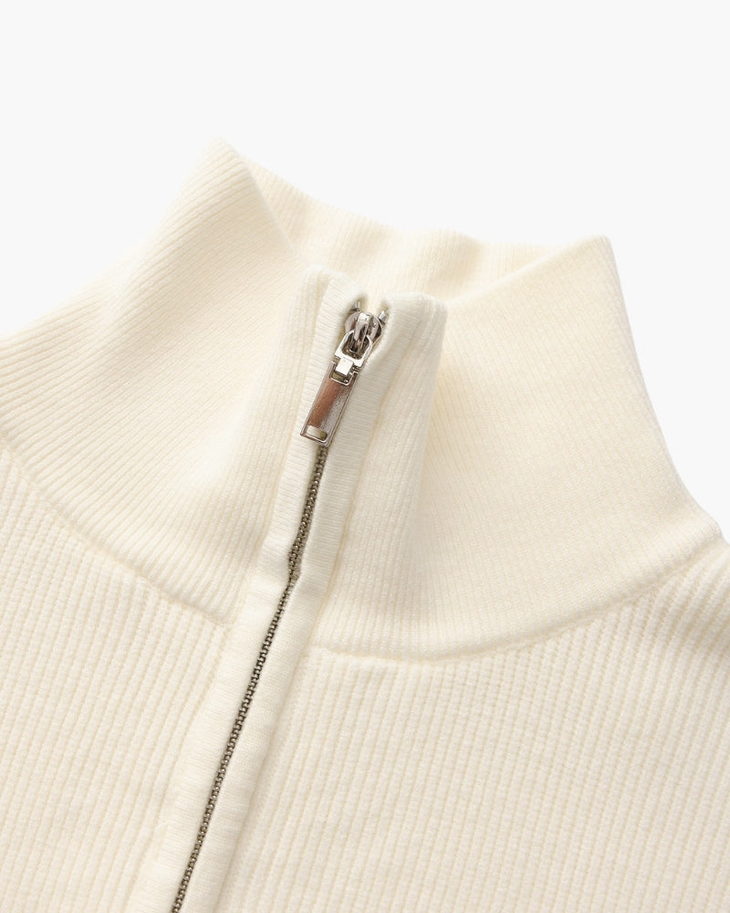 Pull en laine pour homme à col zippé, côtelé, style smart casual, automne