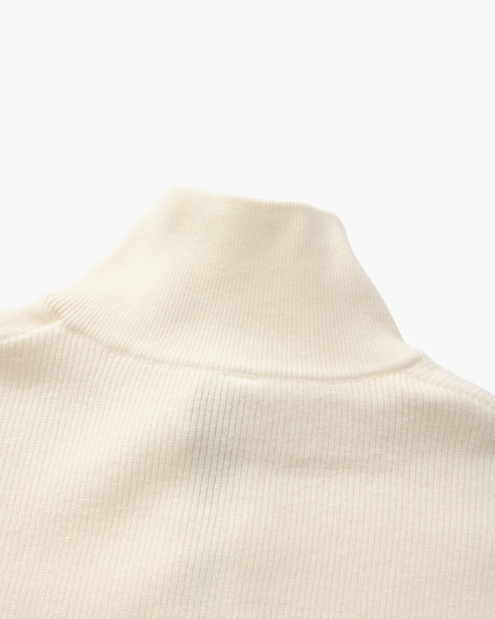 Pull en laine pour homme à col zippé, côtelé, style smart casual, automne
