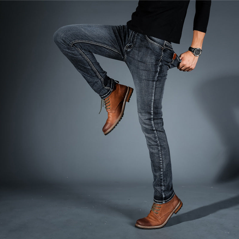 Men's slim-fit stretch cotton jeans for autumn
