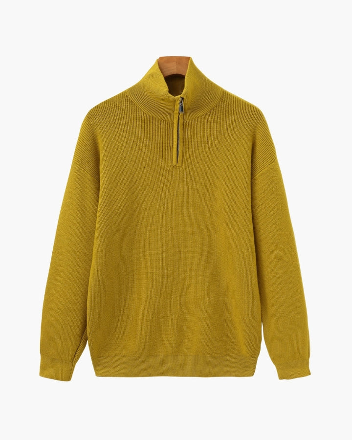 Pull en laine pour homme à col zippé, côtelé, style smart casual, automne