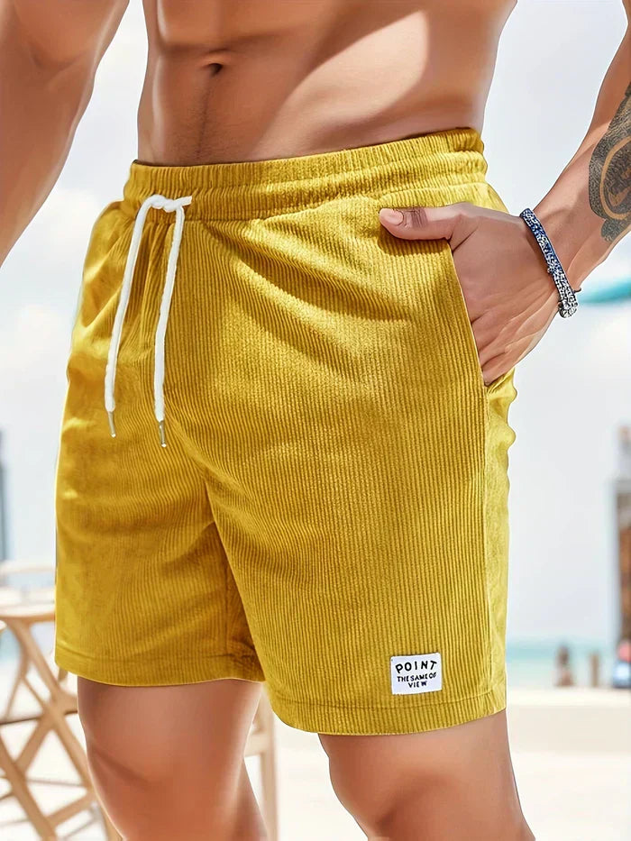 Short casual pour hommes confortables avec taille élastique et cordon de serrage réglable - Tissu structuré moderne pour un look élégant.