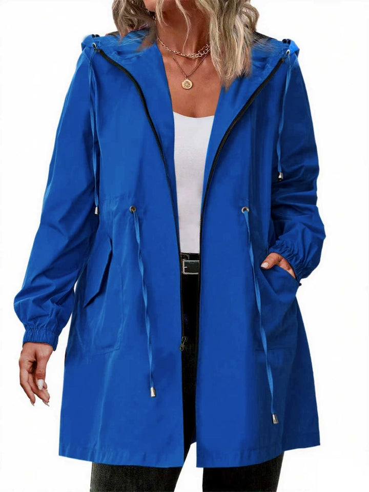Veste de pluie pour femme de taille plus avec capuche en polyester, légère et décontractée pour l'automne