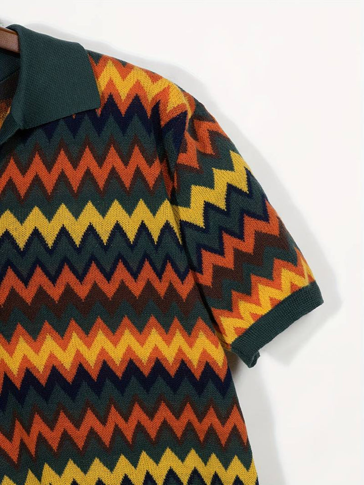 Pull rétro stylé avec motif zigzag tendance