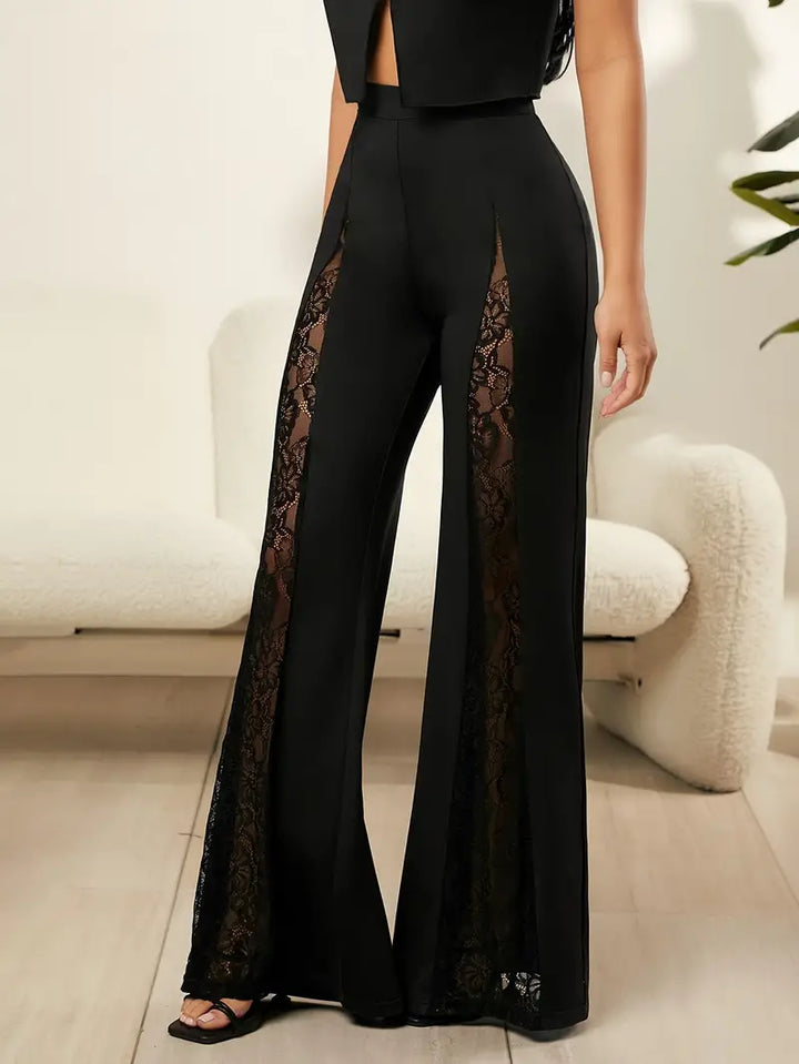 Gloria - Elegant flared pants with refined lace