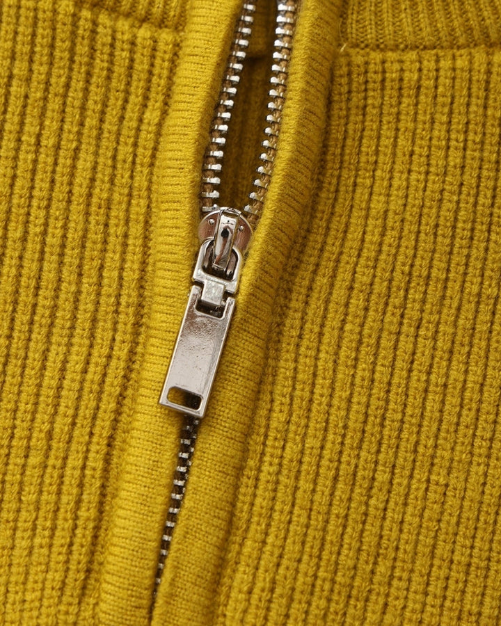 Pull en laine pour homme à col zippé, côtelé, style smart casual, automne