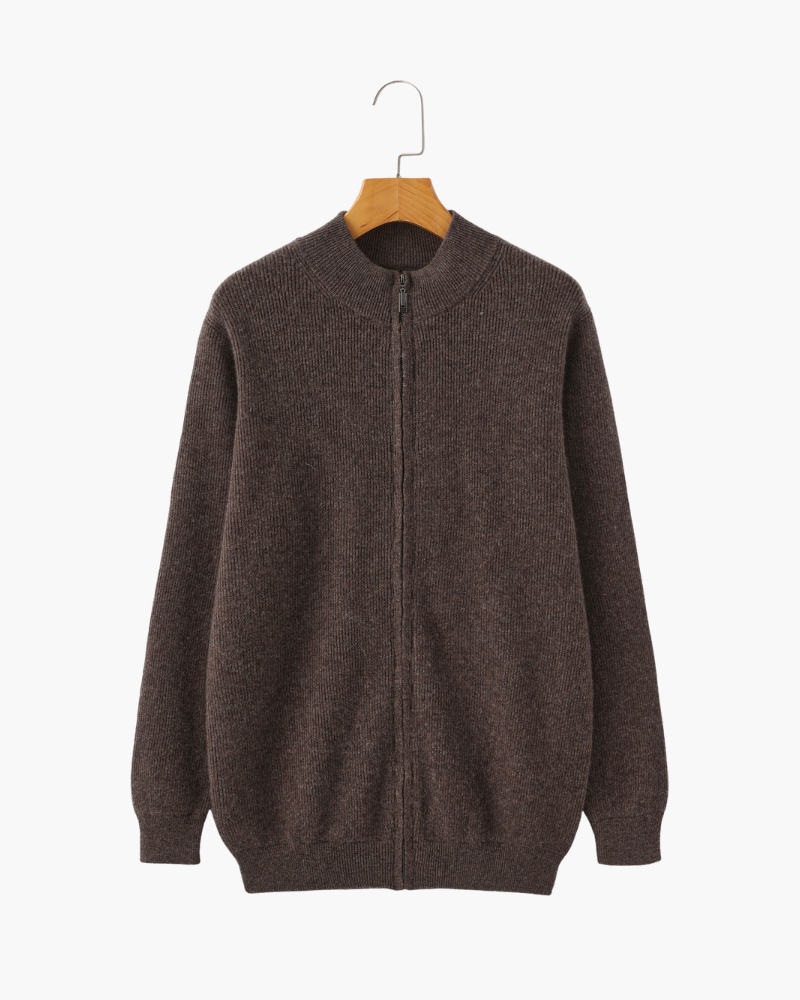 Gilet en laine pour homme à fermeture éclair avec col montant, maille automnale