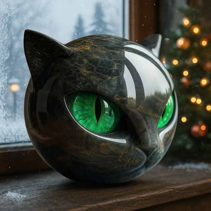 Decorative figurine, autumnal onyx stone cat sculpture
