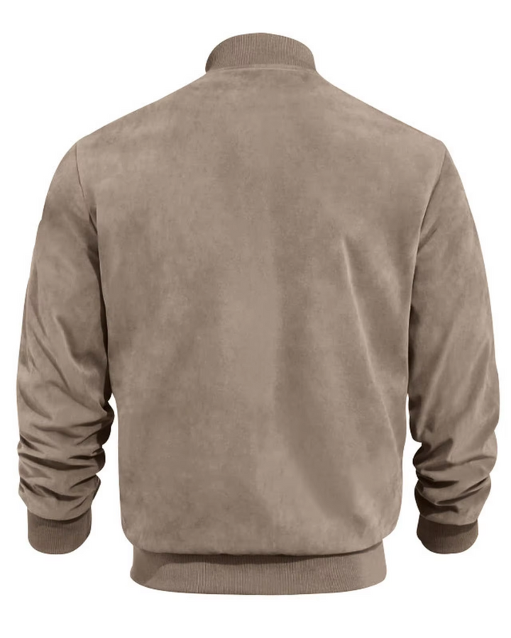 Women's suede bomber jacket for autumn, mid-season jacket for cool days