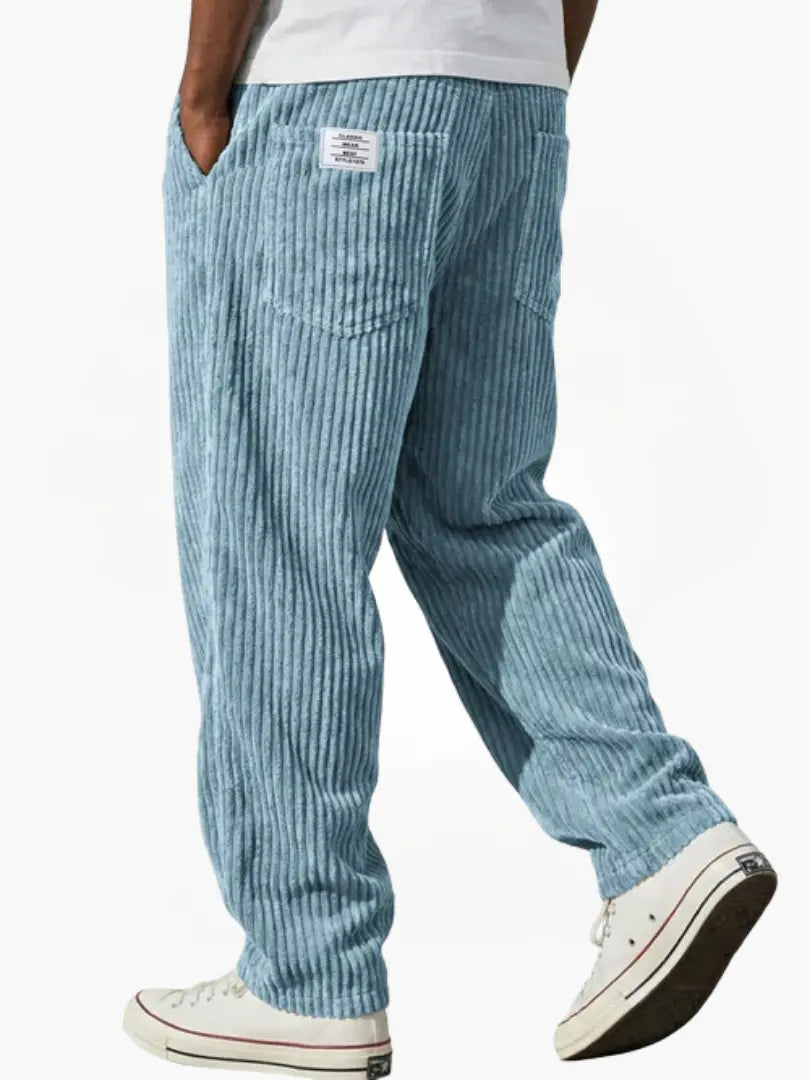 Pantalon homme en velours côtelé de coton, coupe ample, style décontracté pour l’automne