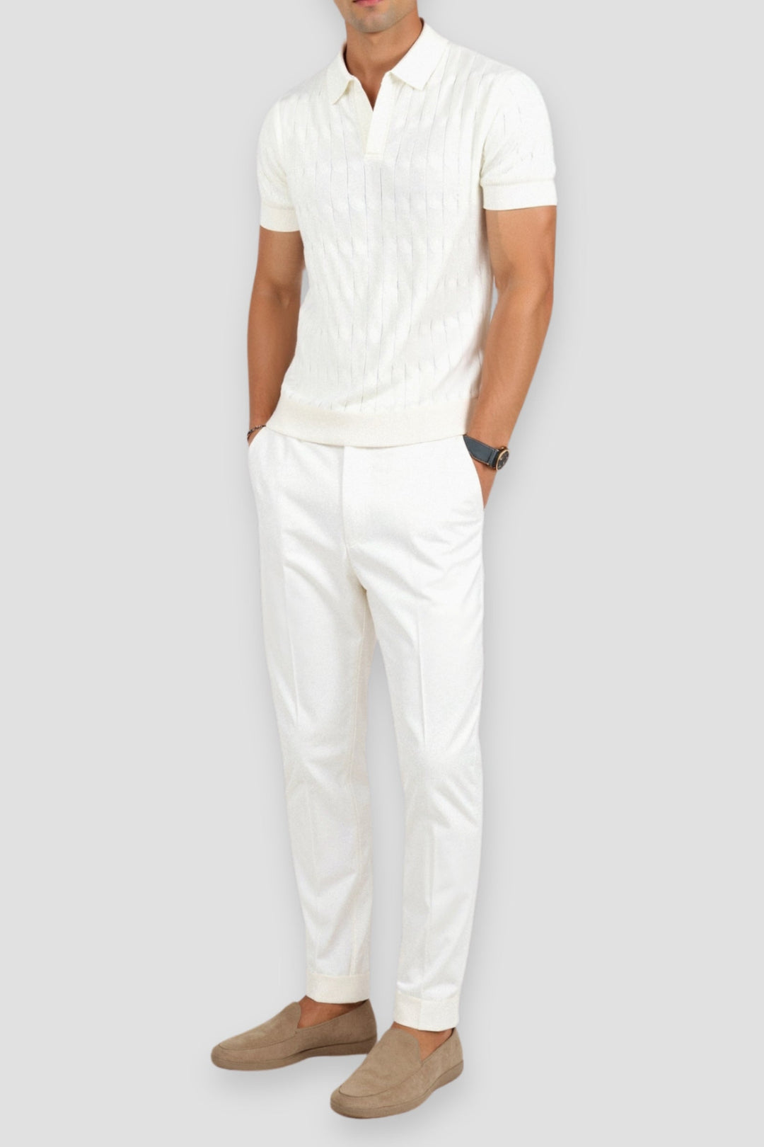 Elegant men's white polo shirt - Timeless style and comfort