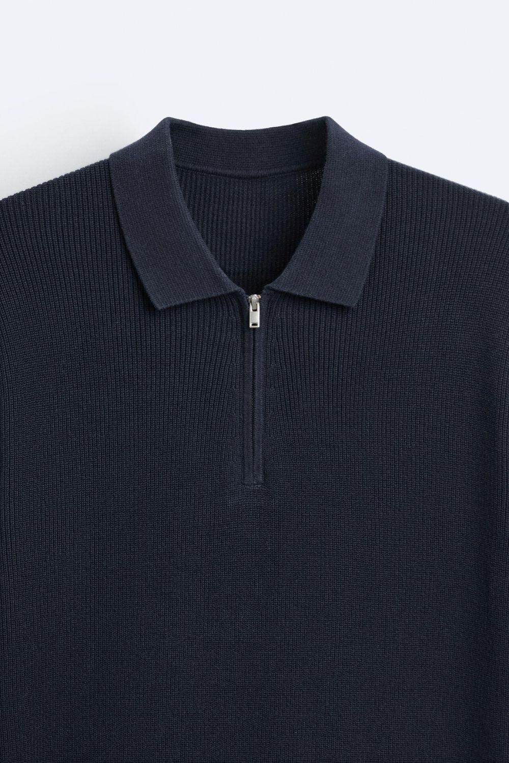 Polo tricotée élégante avec fermeture éclair pour un look raffiné