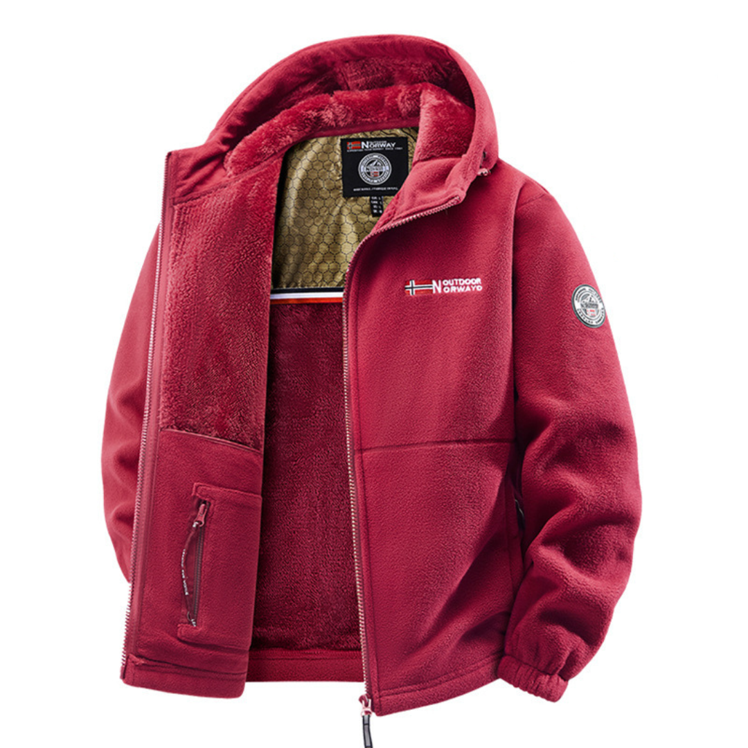 Warm men's winter hooded windproof jacket for autumn
