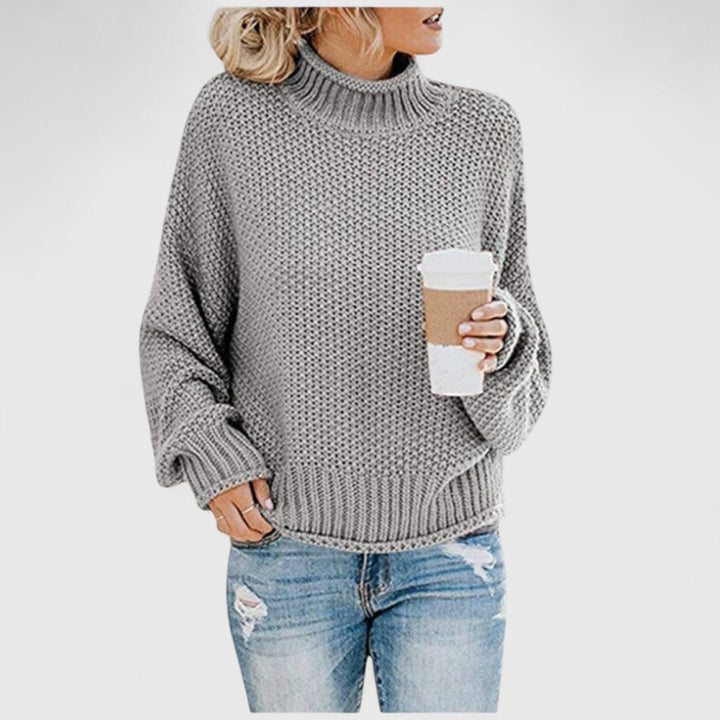 Pull femme en maille de laine à col roulé pour l’automne