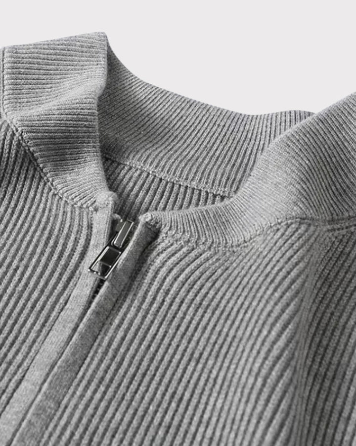 Cardigan homme en coton zippé à col rond pour l’automne