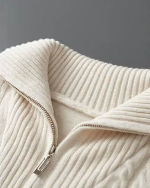 Men’s merino wool sweater for autumn, half-zip knitted sweater