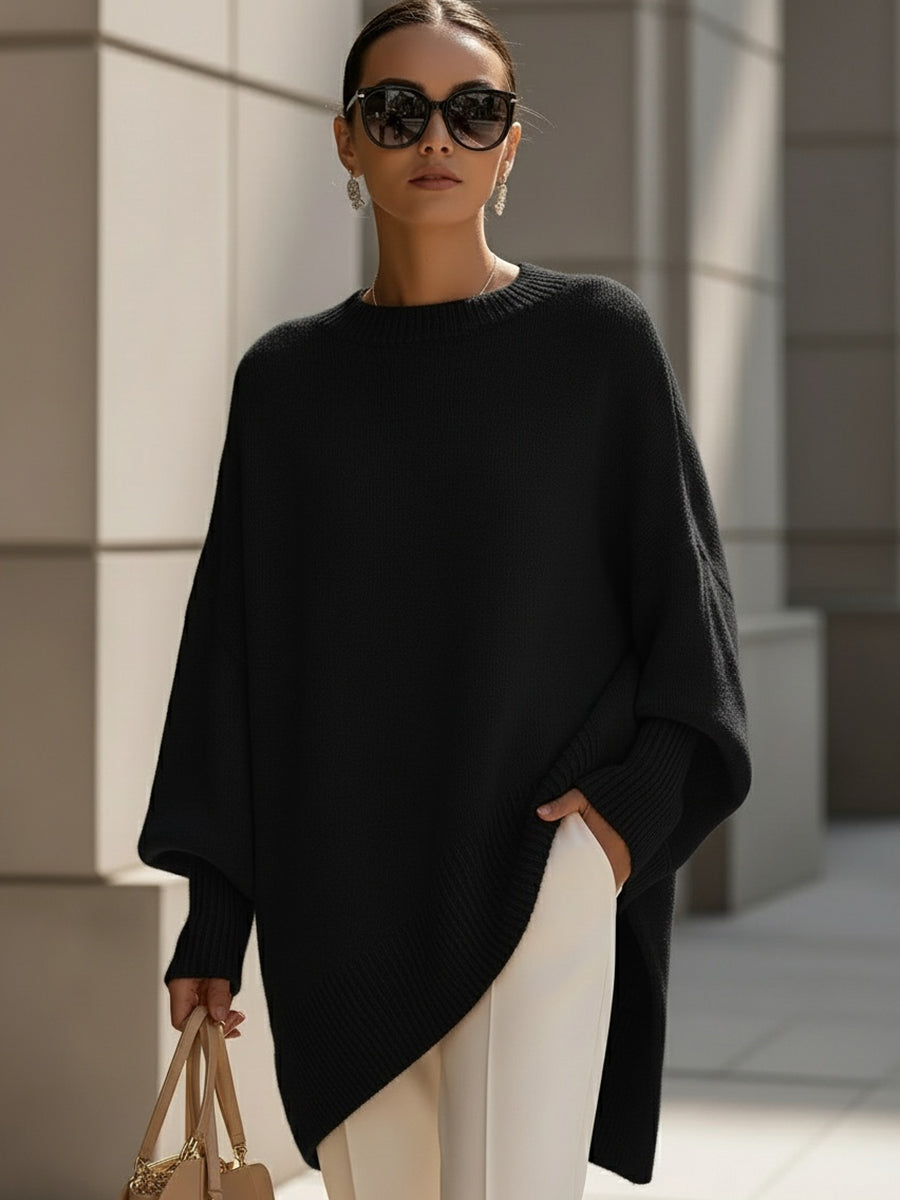 Oversized rib-knit pullover for women for autumn, loose fit