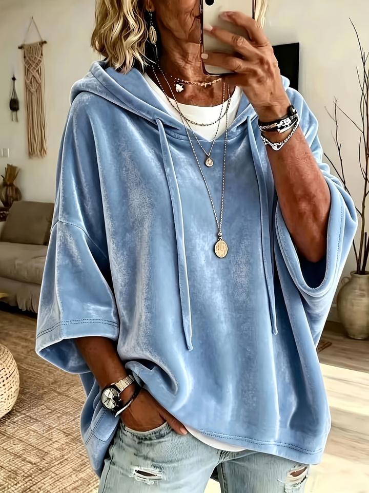 Sweat-shirt pour femme oversize à capuche en maille pour l'automne, coupe classique
