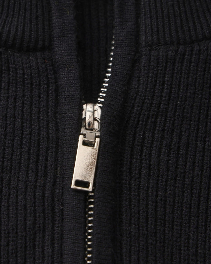 Pull en laine pour homme à col zippé, côtelé, style smart casual, automne