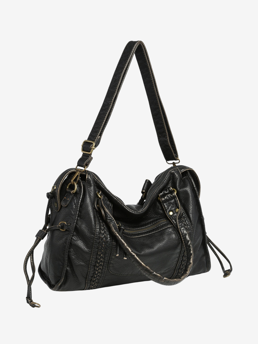 Women's leather bag for work and laptop, autumn urban style