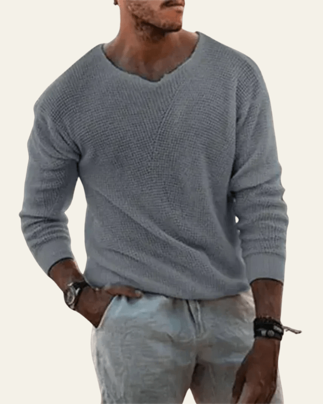 Men’s knit sweater for fall, soft V-neck sweater for cool days