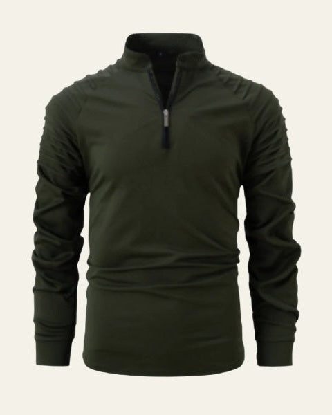 Sweat-shirt en maille pour homme en coton, à fermeture éclair mi-longue, pour l’automne