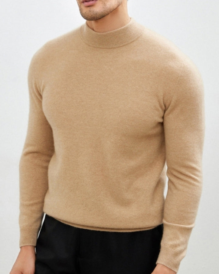 Pull tricoté ajusté en laine pour homme, col roulé, élégant pour l’automne