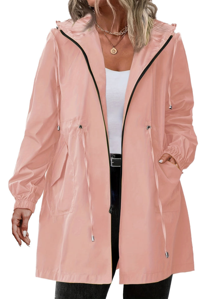 Veste de pluie pour femme de taille plus avec capuche en polyester, légère et décontractée pour l'automne