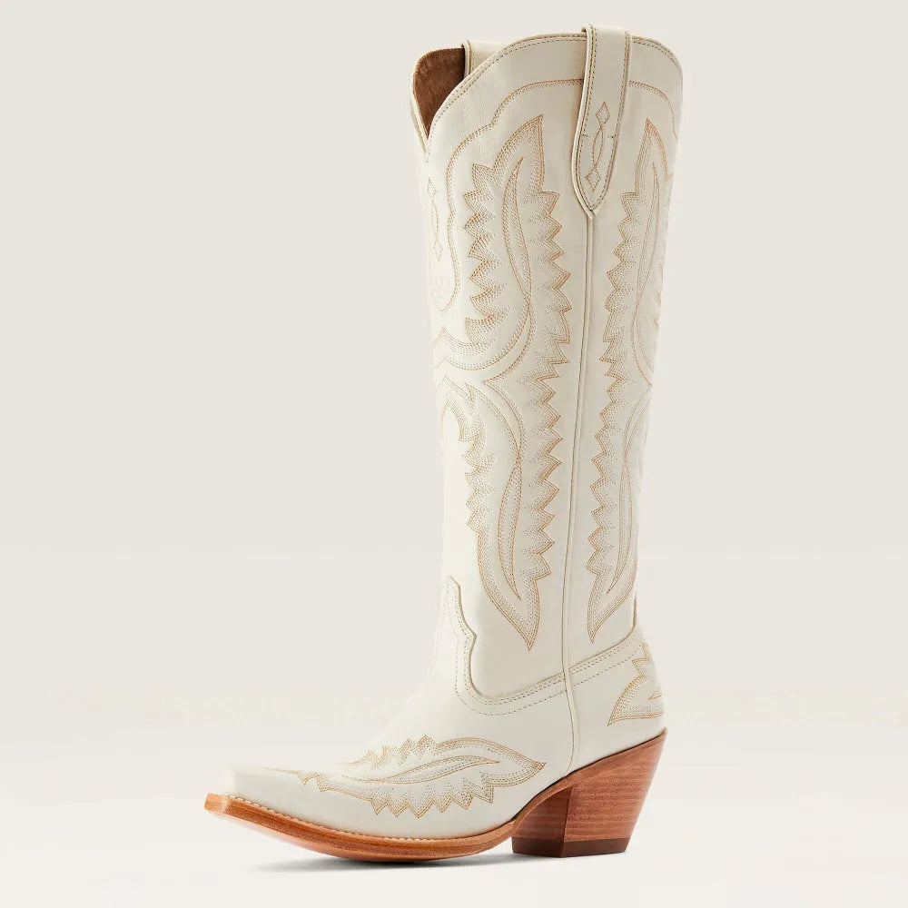 Bottes western femme en daim brodé avec talon cubain, style cowboy pour l’automne