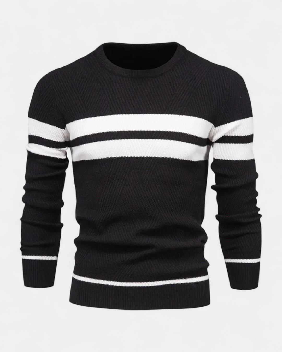 Pull homme en coton rayé à col rond, coupe slim, pour l’automne