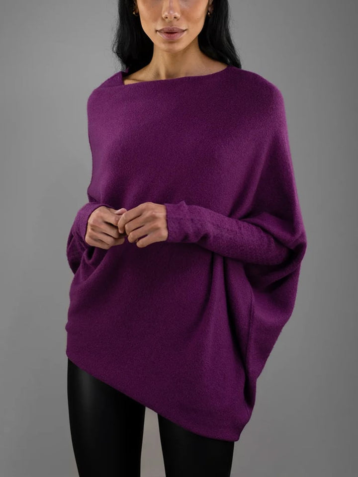 Pull en mélange de cachemire pour femme col asymétrique maille élégante pour l’automne