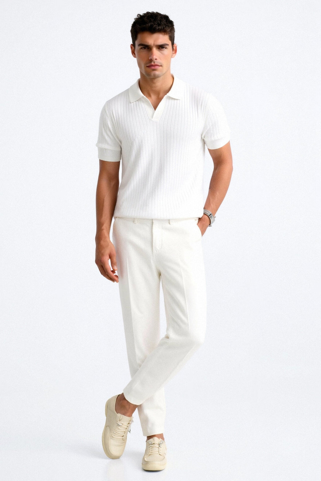 Polo côtelé à manches courtes pour hommes - Élégant et intemporel pour toutes les occasions