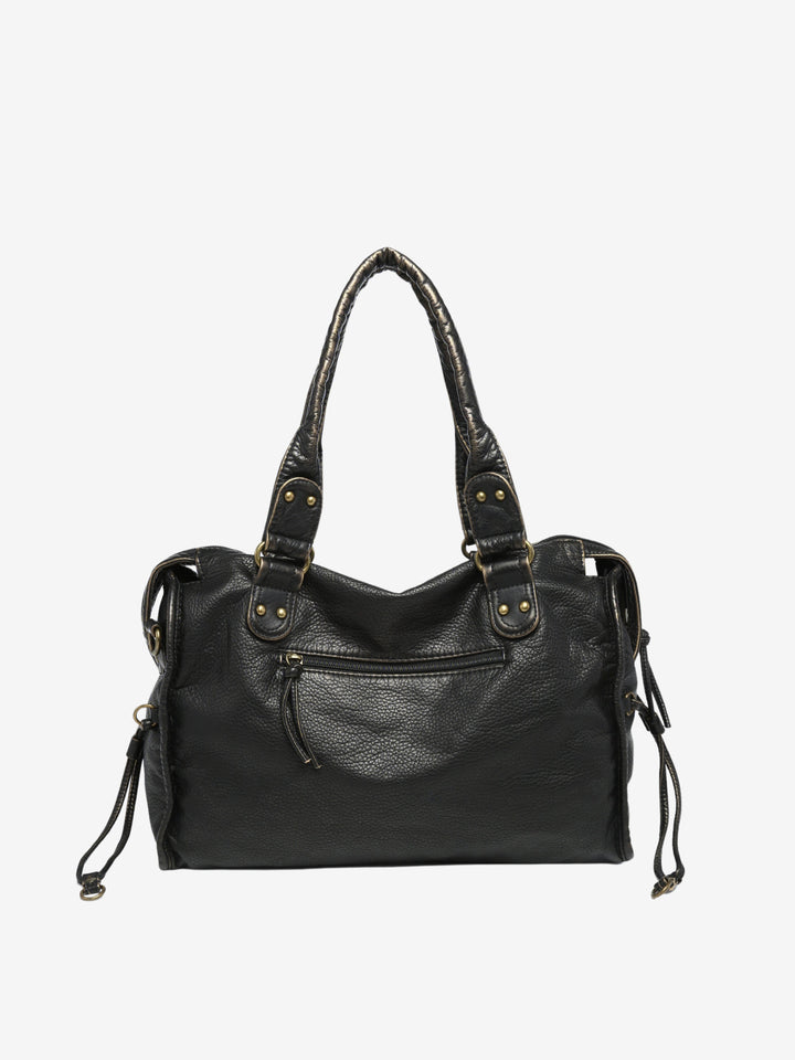 Women's leather bag for work and laptop, autumn urban style