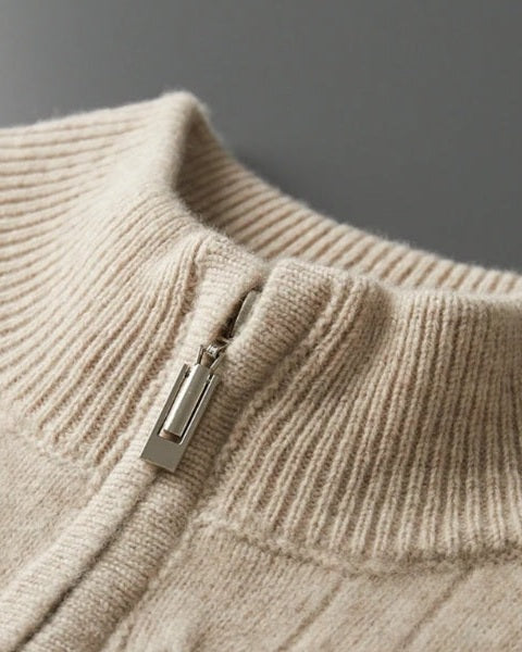 Pull homme en laine mérinos pour l’automne, pull en maille à demi-zip