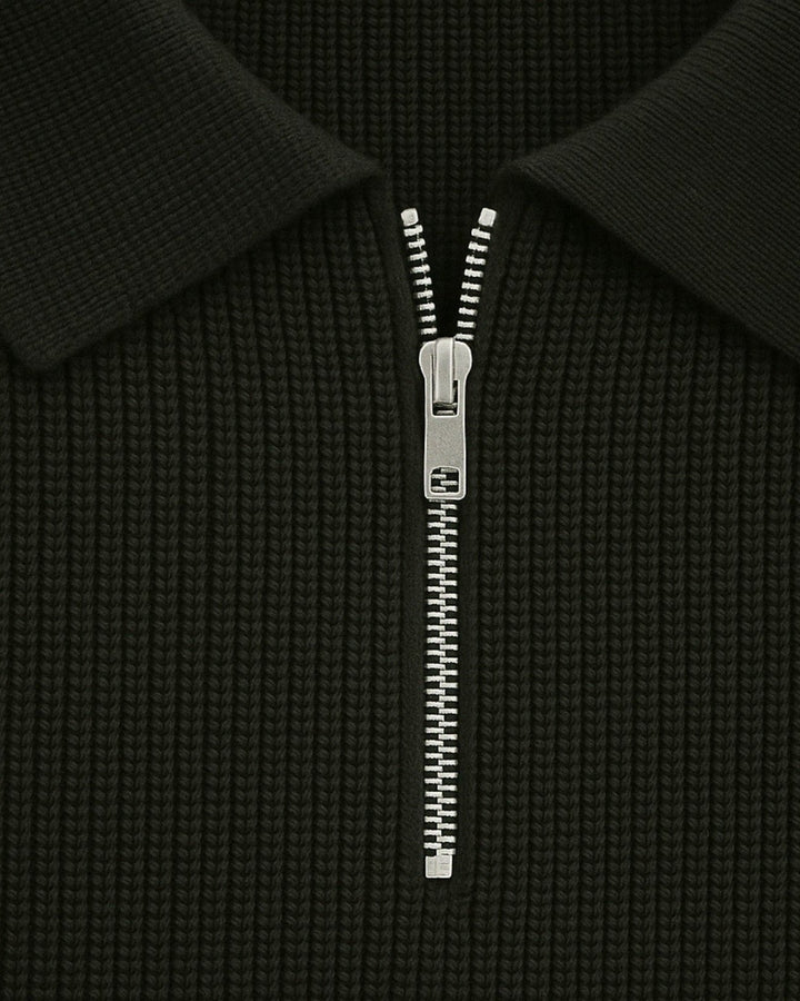 Men's cotton knit sweater with zipper | Warm autumn style