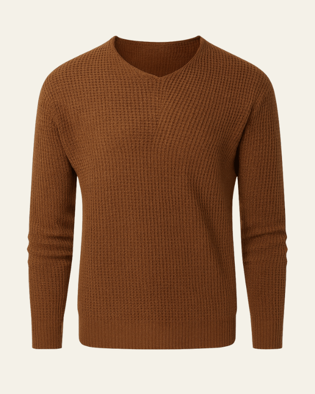 Men’s knit sweater for fall, soft V-neck sweater for cool days
