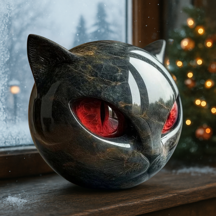 Decorative figurine, autumnal onyx stone cat sculpture