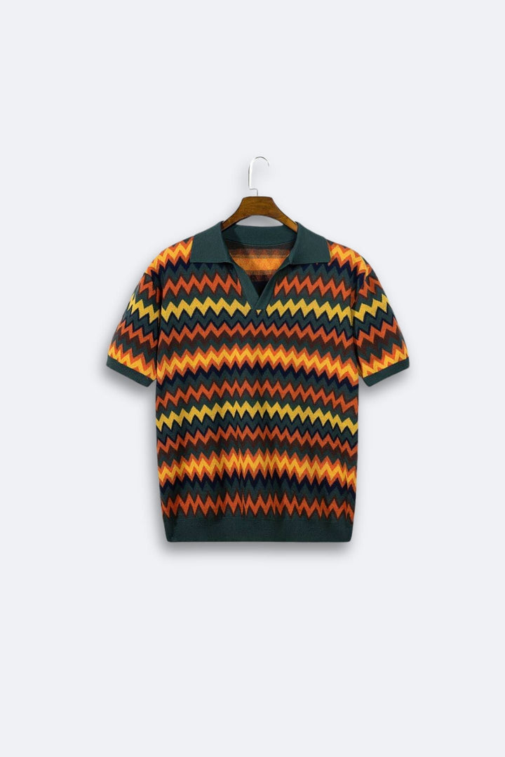 Pull rétro stylé avec motif zigzag tendance