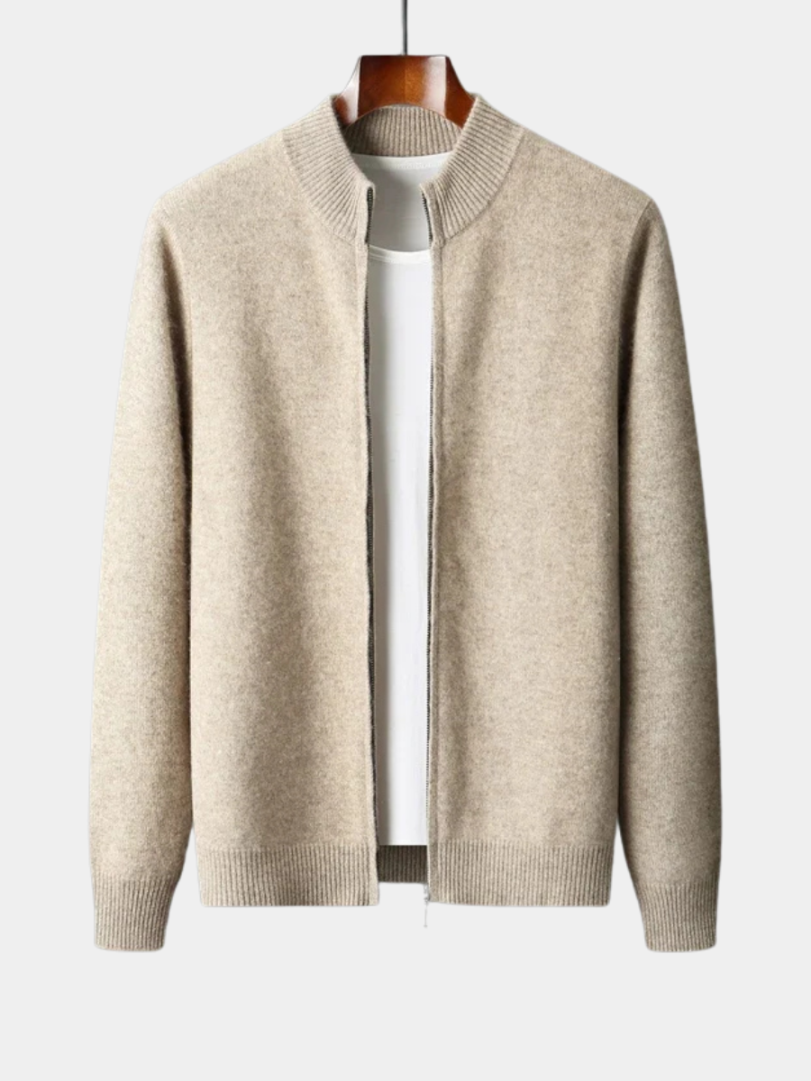 Men’s zip-up cashmere vest, autumn sweater