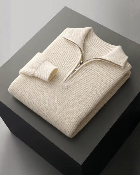 Pull homme en laine mérinos pour l’automne, pull en maille à demi-zip