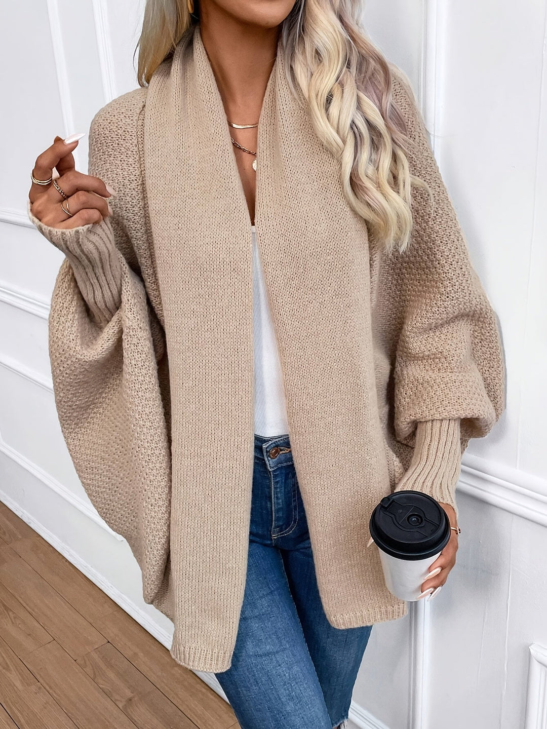 Long-sleeved long cashmere cardigan for women – perfect for winter