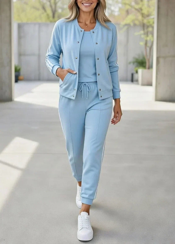 Ensemble de survêtement pour femme 3 pièces avec pantalon et haut en coton, pour l’automne