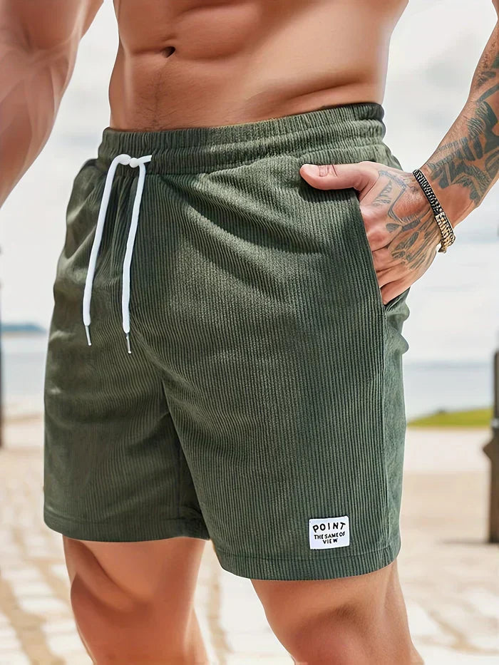 Short casual pour hommes confortables avec taille élastique et cordon de serrage réglable - Tissu structuré moderne pour un look élégant.