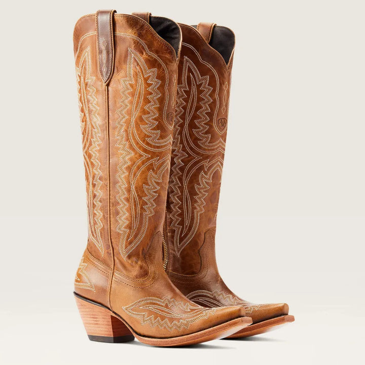 Bottes western femme en daim brodé avec talon cubain, style cowboy pour l’automne