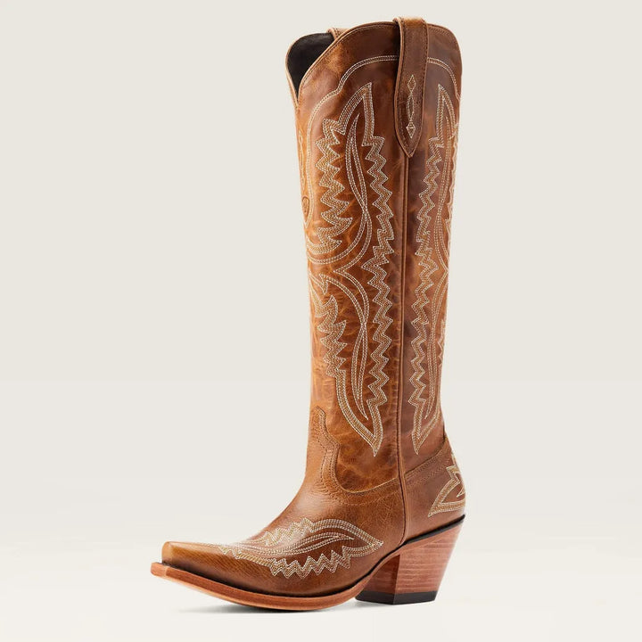 Bottes western femme en daim brodé avec talon cubain, style cowboy pour l’automne