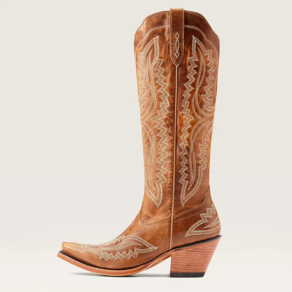 Bottes western femme en daim brodé avec talon cubain, style cowboy pour l’automne
