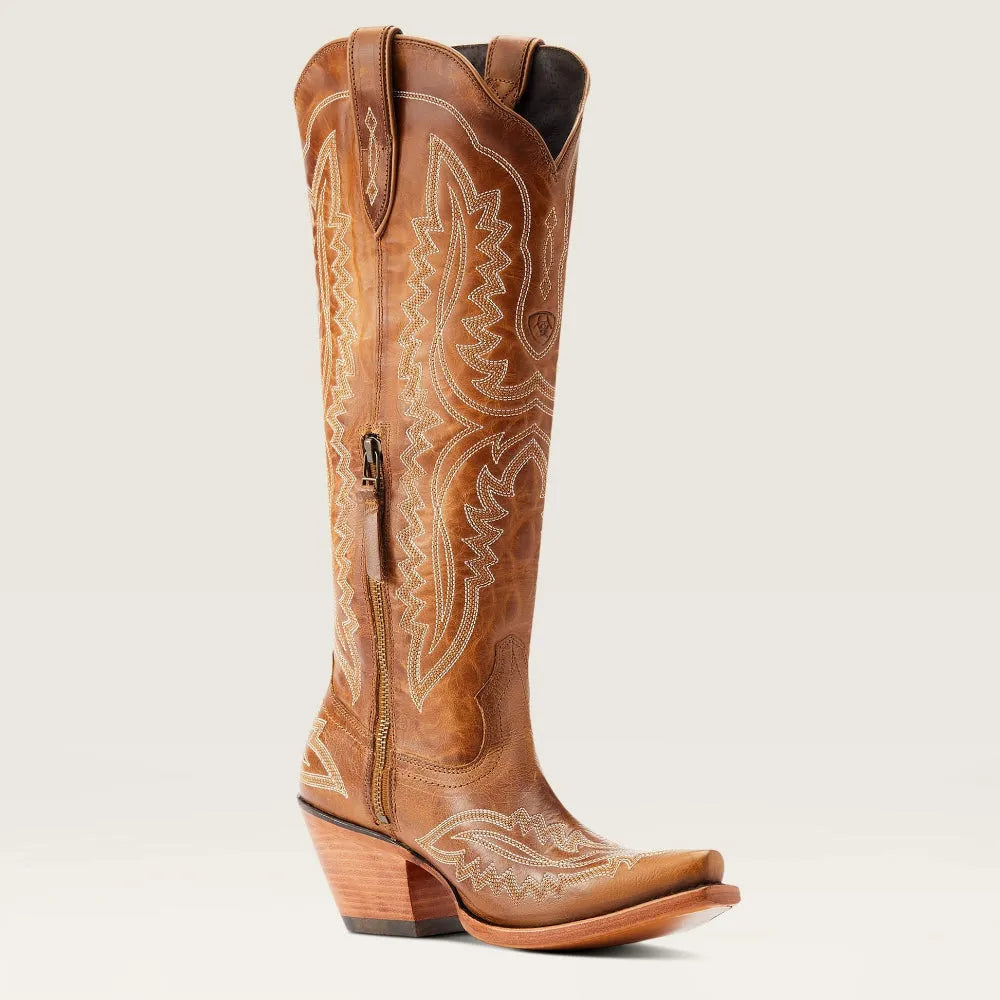Bottes western femme en daim brodé avec talon cubain, style cowboy pour l’automne