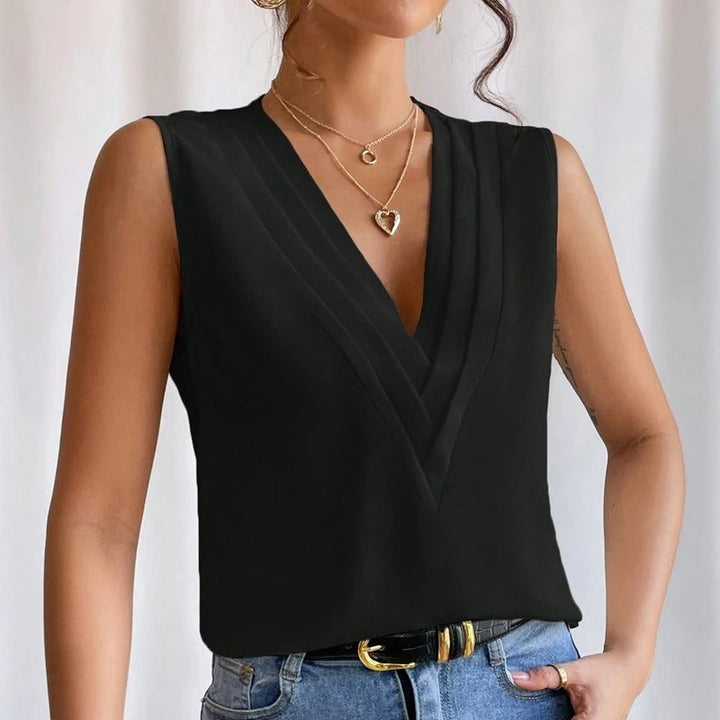 Blouse sans manches à col and V élégant Saniyah pour femmes
